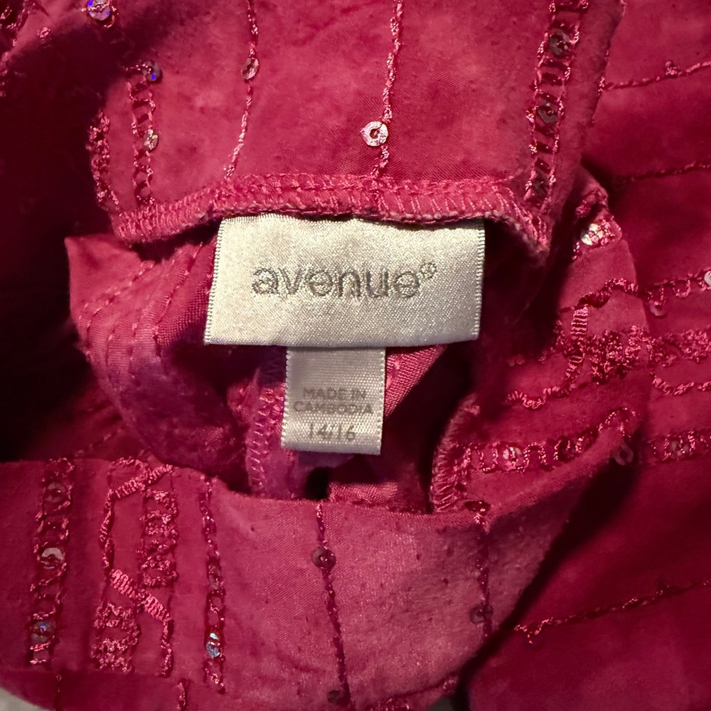 Avenue Purple/Pink Tie Dye Sequin Cold Shoulder Embellished Top Women‎ Sz 14/16 - Picture 7 of 10